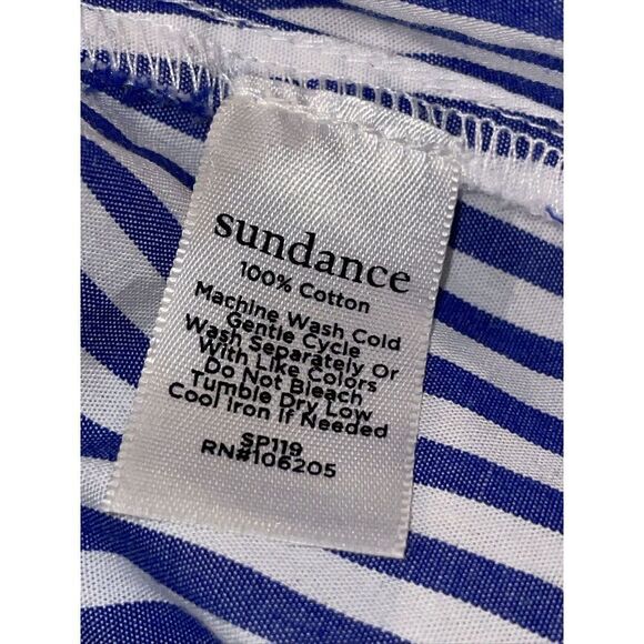 Sundance Front Tie Blouse Top Women’s Large Blue White Cotton Button Up Stripes - Picture 4 of 6